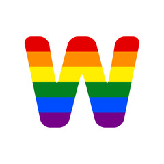 Poster - Letter W sign design template element. Rainbow gay LGBT rights colored Icon at white Background. Illustration.