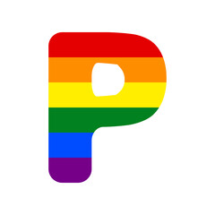 Poster - Letter P sign design template element. Rainbow gay LGBT rights colored Icon at white Background. Illustration.