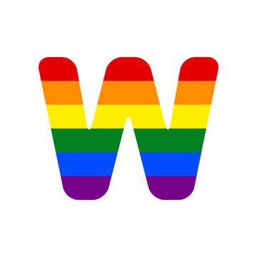Letter W sign design template element. Rainbow gay LGBT rights colored Icon at white Background. Illustration.