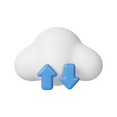 Poster - 3d Cloud storage icon. Technology security. Cloud computing. icon isolated on white background. 3d rendering illustration. Clipping path.