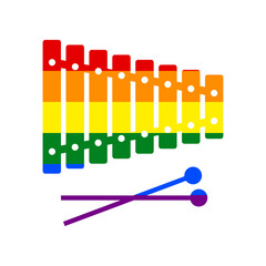 Wall Mural - Xylophone sign. Rainbow gay LGBT rights colored Icon at white Background. Illustration.