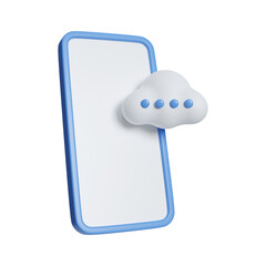 Poster - 3d phone cloud. Cloud Computing Creative using Mobile Phone. icon isolated on white background. 3d rendering illustration. Clipping path.