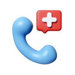 Poster - 3D Medical call phone. Emergency call. Medical phone number. icon isolated on white background. 3d rendering illustration. Clipping path.