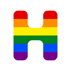 Poster - Letter H sign design template element. Rainbow gay LGBT rights colored Icon at white Background. Illustration.