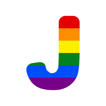 Letter J sign design template element. Rainbow gay LGBT rights colored Icon at white Background. Illustration.