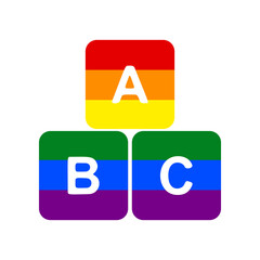 Wall Mural - ABC cube sign illustration. Rainbow gay LGBT rights colored Icon at white Background. Illustration.