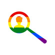Search for employees and job. Rainbow gay LGBT rights colored Icon at white Background. Illustration.