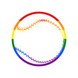 Baseball ball sign. Rainbow gay LGBT rights colored Icon at white Background. Illustration.