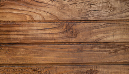 Wall Mural - Wooden table texture. Brown planks as background top view.