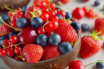 Canvas Print - Mix of various garden berries