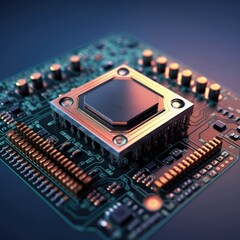 Aufkleber - Graphic cpu miner mines electronic crypto currency. Banking Blockchain Fintech. CPU processor chip on circuit board generating digital money