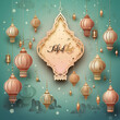 islamic greeting eid al fitr card design with beautiful golden lanterns, creative and professional design