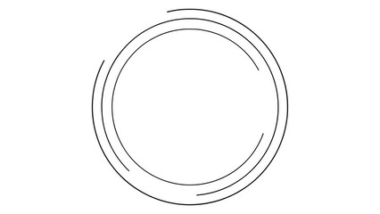 Wall Mural - Animated black circular frame spins. Linear symbol rotates. Copy space for text. Vector illustration isolated on white background.