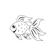 Wall Mural - Goldfish outline vector. coloring image.