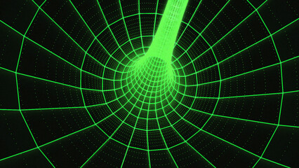 Poster - a vague tunnel. vector wormhole or vortex in three dimensions. Vector artwork of a grid.