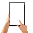 a tablet ipad in a hand on the png backgrounds