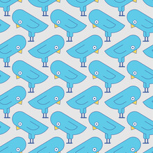 Bird Pattern Seamless. Cartoon Birds Background. Ornament Of Kids Fabric