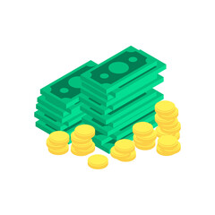 Wall Mural - Money isometric style isolated. Vector illustration