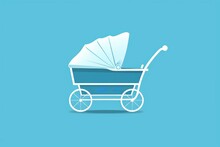  Baby Carriage On Blue Background. Generative AI
