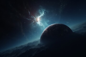 Wall Mural - planet in space , planet in starry galaxy. generative ai