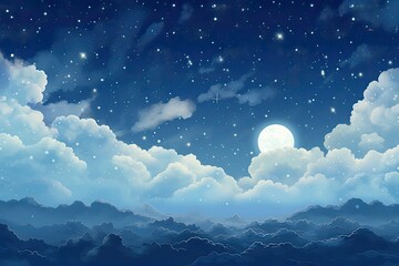 Wall Mural - Night sky with stars and clouds. Generative AI.