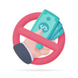3D icons do not accept cash. online payment by credit card Cashless society. 3d illustration