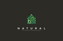 Natural House Tree Line Art Logo Concept Simple Design. Vector Illustration