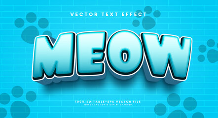 Blue meow editable vector text effect, suitable for animals pet theme.