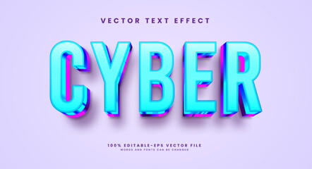 Luxury cyber 3d editable vector text effect, with blue and purple combination colors.