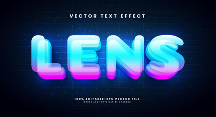 Lens 3d editable vector text style effect, suitable for modern technology theme.