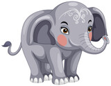 Fototapeta Dinusie - Cute elephant with painted face cartoon isolated