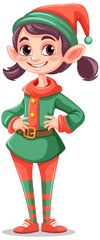 Wall Mural - Elf girl cartoon Christmas character