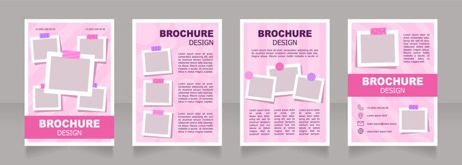 Girls club and hobby blank brochure design. Childhood lifestyle. Template set with copy space for text. Premade corporate reports collection. Editable 4 paper pages. Arial, Tahoma fonts used
