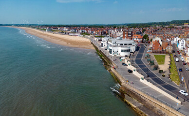 Wall Mural - Aerial view of the seaside town of Bridlington on the North Yorkshire coast in the United Kingdom.