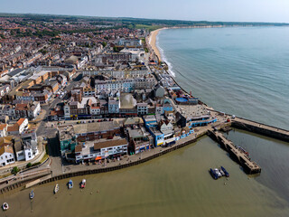 Wall Mural - Aerial view of the seaside town of Bridlington on the North Yorkshire coast in the United Kingdom.