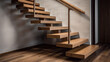© Barosanu - Wooden stairs in modern interior home.