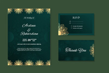 Golden Mandala Wedding Invitation Green Design