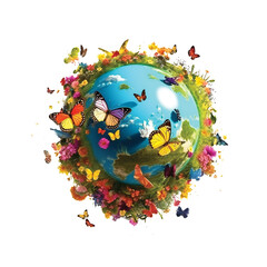 Blue Earth Planet Blooming. Created with Generative AI technology.