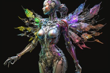 Sticker - Female robot with futuristic body-art