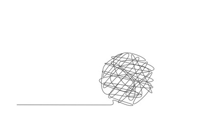 Poster - Animated self drawing of continuous one line draw Arab businesswoman jumping over tangled scribble. Solution looking for problem. Overcoming complexity of problem. Full length single line animation