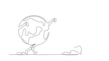 Poster - Self drawing animation of single line draw Arab businessman jumping over piggy bank. Financial management with budget planning. Security of money storage. Continuous line draw. Full length animated