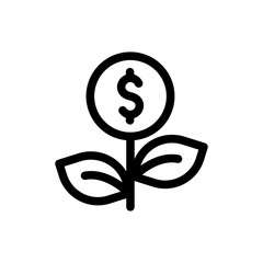 Poster - Money tree plant logo icon with coin dollar. Business profit investment, finance education, business income, business development concept. vector Cartoon minimal style