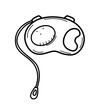 A tape measure leash for walking dogs or pets. Vector doodle illustration of a retractable leash.