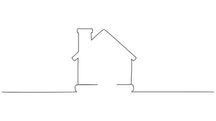 Wall Mural - Continuous one line drawing of house. vector illustration.