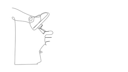 Poster - Self drawing animation of single one line draw robot against giant shoes stomping. Robot against giant foot step. Future technology. Artificial intelligence. Continuous line draw. Full length animated