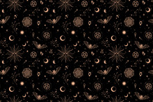 Seamless Pattern With Different Esoteric Elements