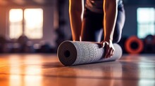 Post-workout Recovery Such As Foam Rolling Or Stretching. AI Generated