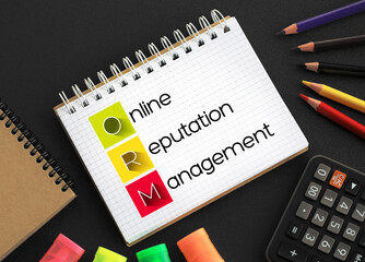 Poster - orm online reputation management - practice of attempting to shape public perception of a person or 