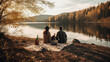 © Robert Kneschke - Couple enjoying a picnic by a scenic lake (Generative AI)
