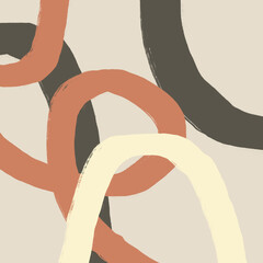 Poster - Modern abstract illustration with organic shapes and brush stroke lines. Pastel colors and simple minimalist composition. Wall art , poster, invitation or business card idea.